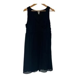 Womens Merona Black Black Chiffon V Neck Dress LBD Large